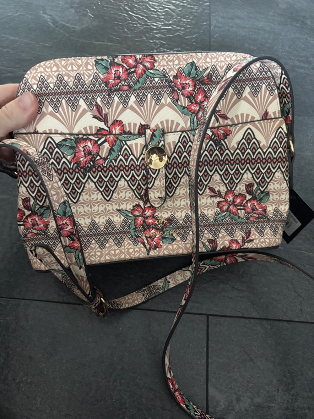 Nanette Lepore Arabelle triple section crossbody bag in floral design, NWT